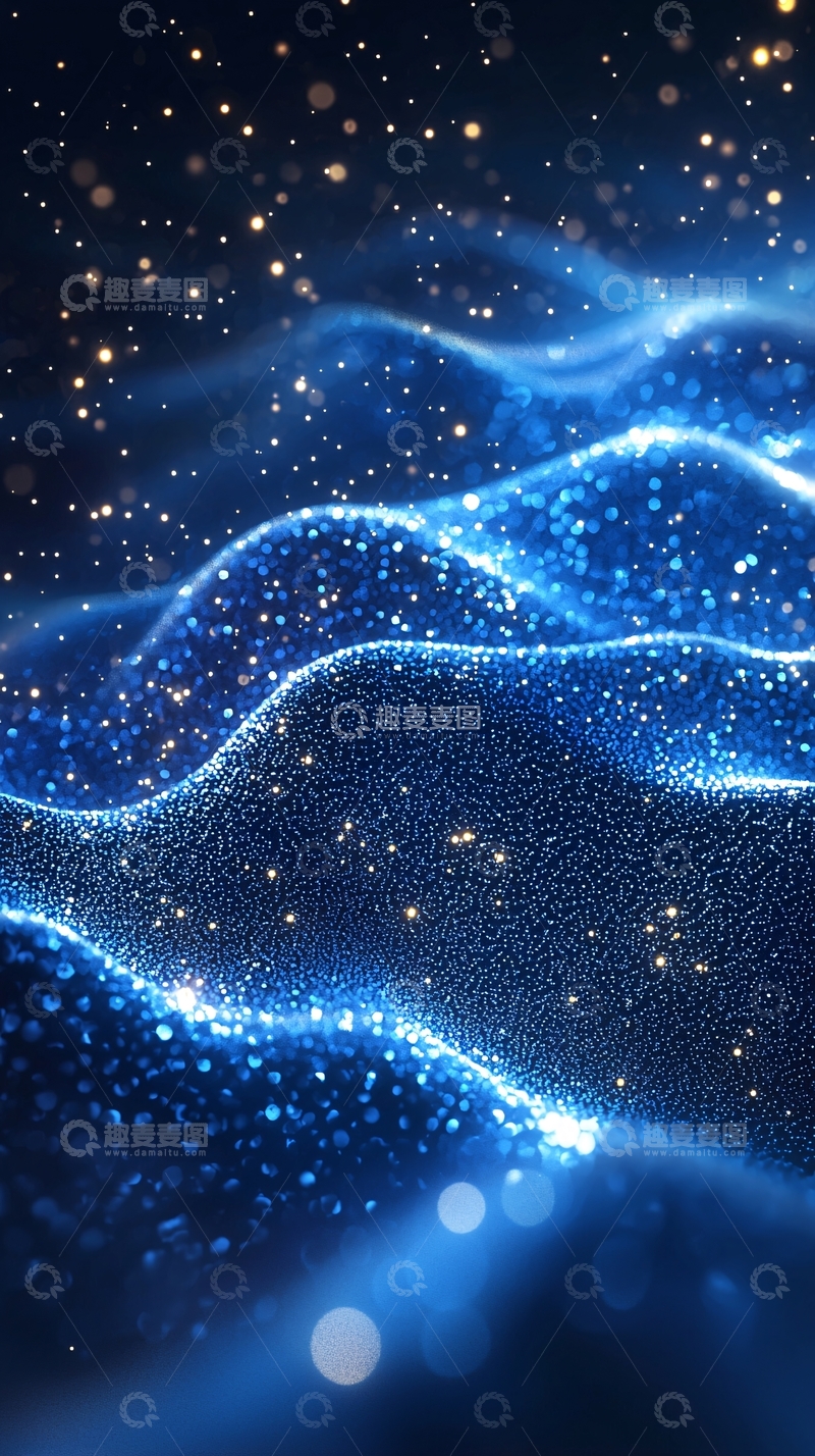 高清大图下载【趣麦麦图】蓝色星光波浪纹理背景