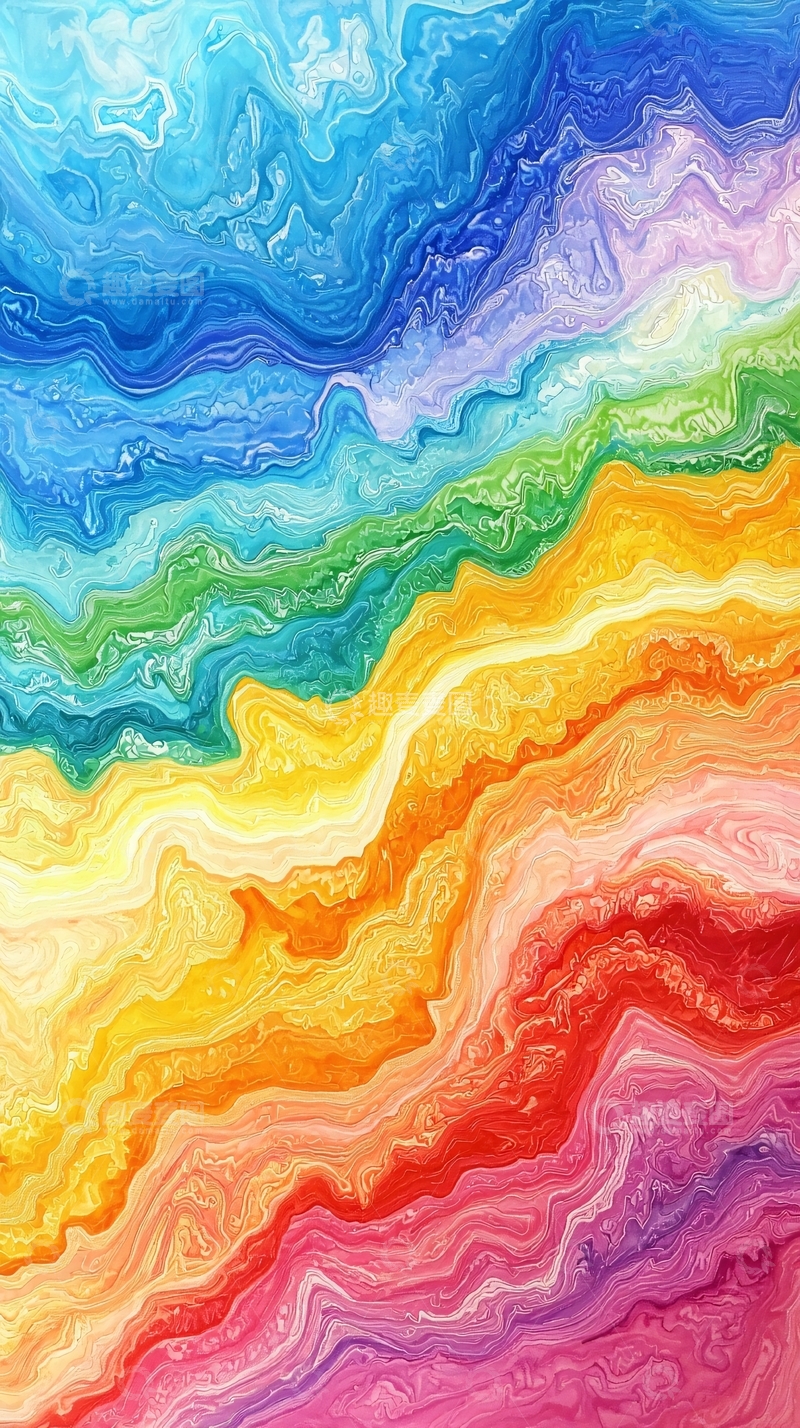 高清大图下载【趣麦麦图】彩虹色系流体艺术
