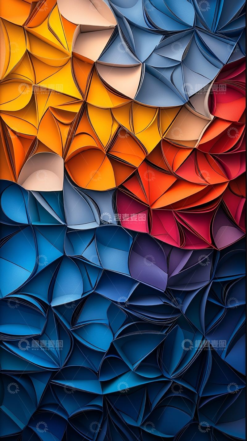 高清大图下载【趣麦麦图】色彩丰富的抽象折纸