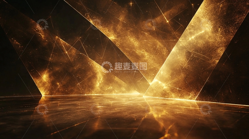 高清大图下载【趣麦麦图】金色光束营造的抽象空间