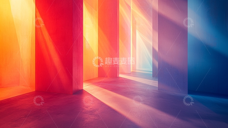 高清大图下载【趣麦麦图】彩色光影交错的墙壁