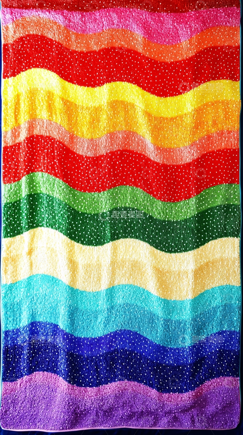 高清大图下载【趣麦麦图】彩虹条纹浴巾