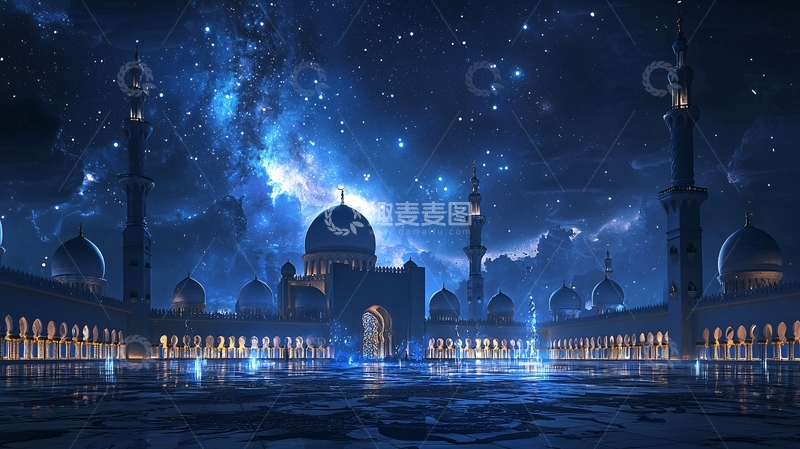 高清大图下载【趣麦麦图】星空下的清真寺