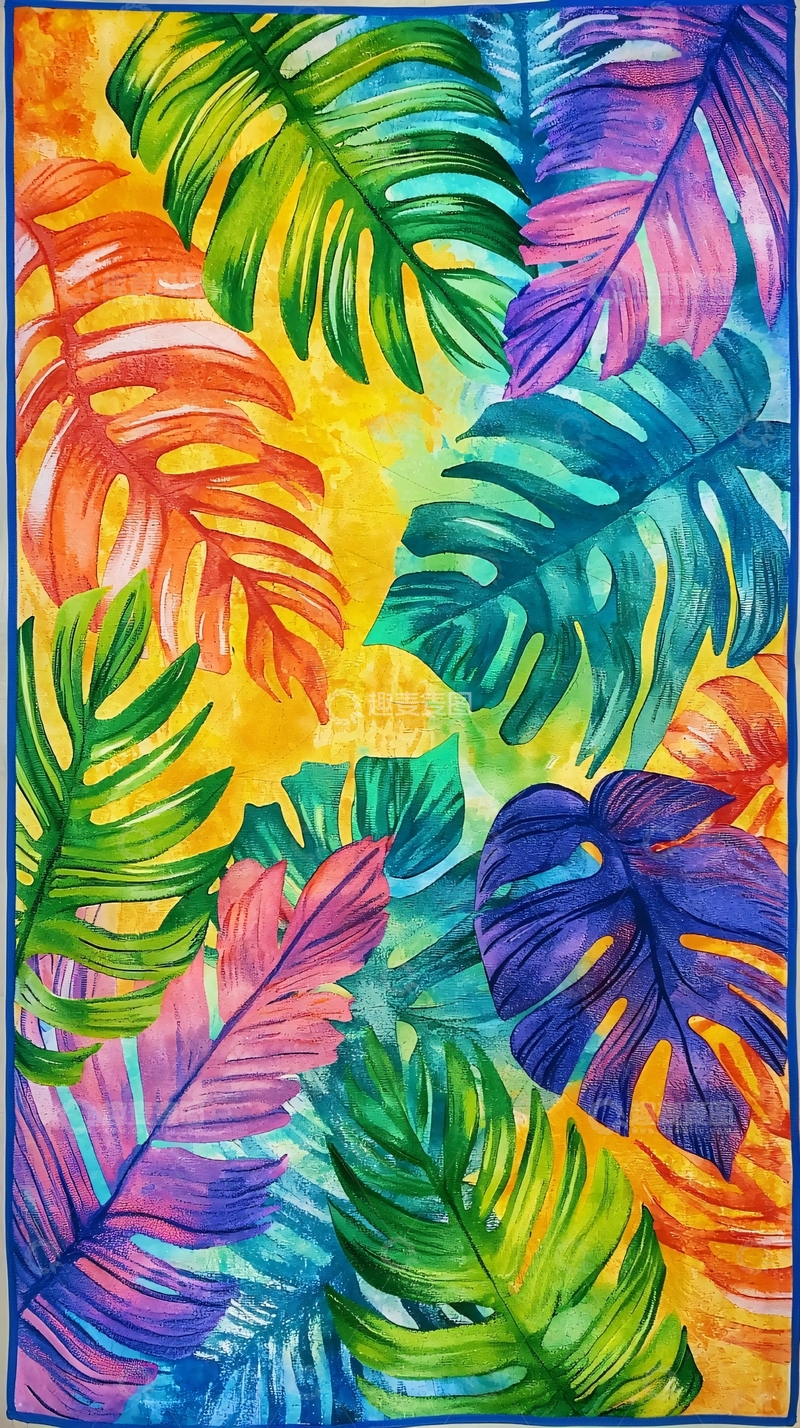 高清大图下载【趣麦麦图】热带雨林彩色植物叶子