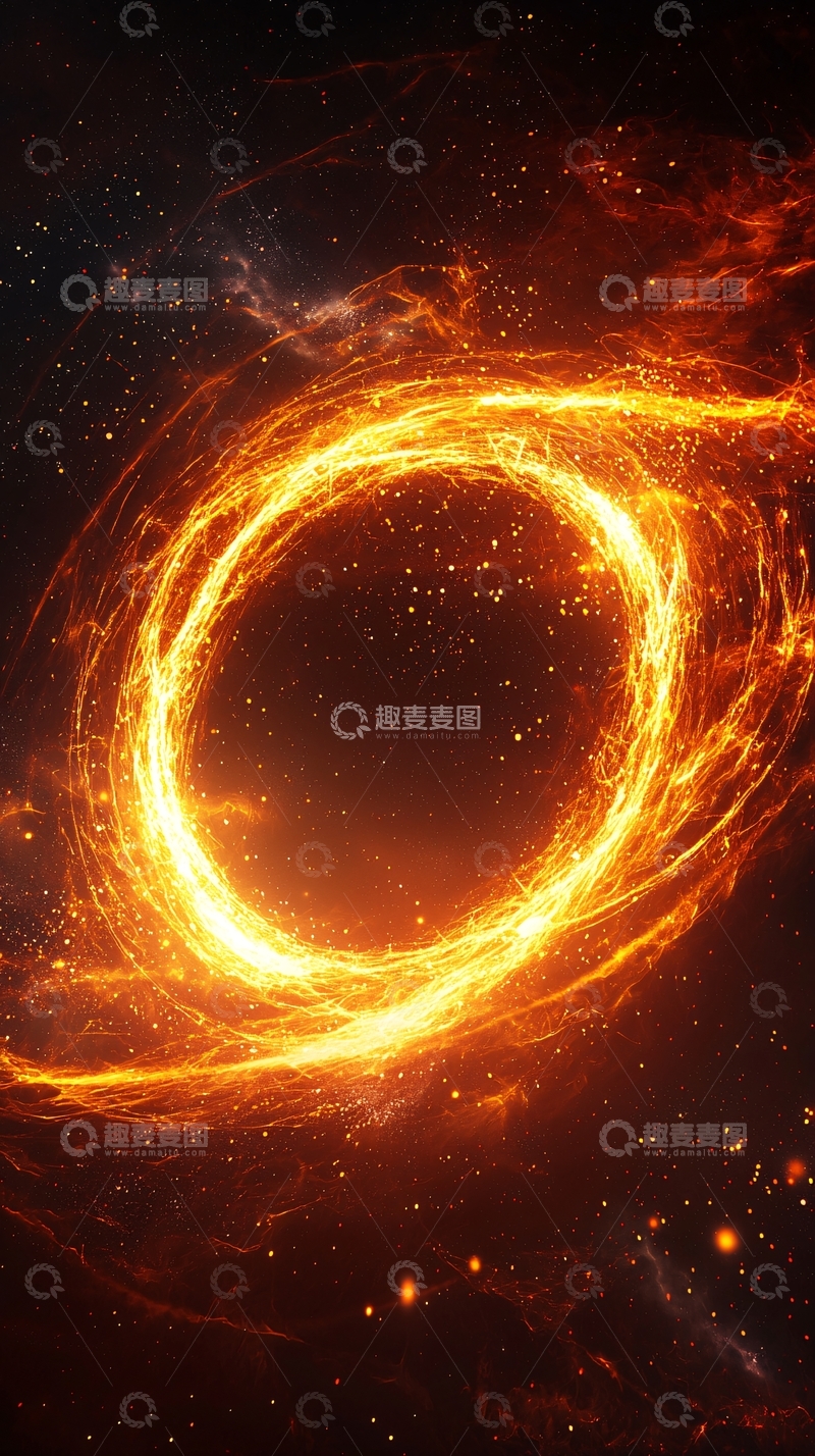 高清大图下载【趣麦麦图】火焰漩涡星空