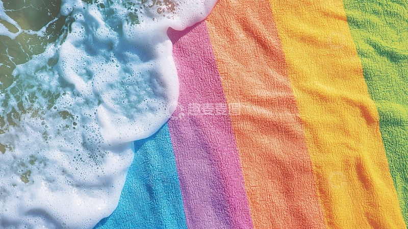 高清大图下载【趣麦麦图】彩虹沙滩巾