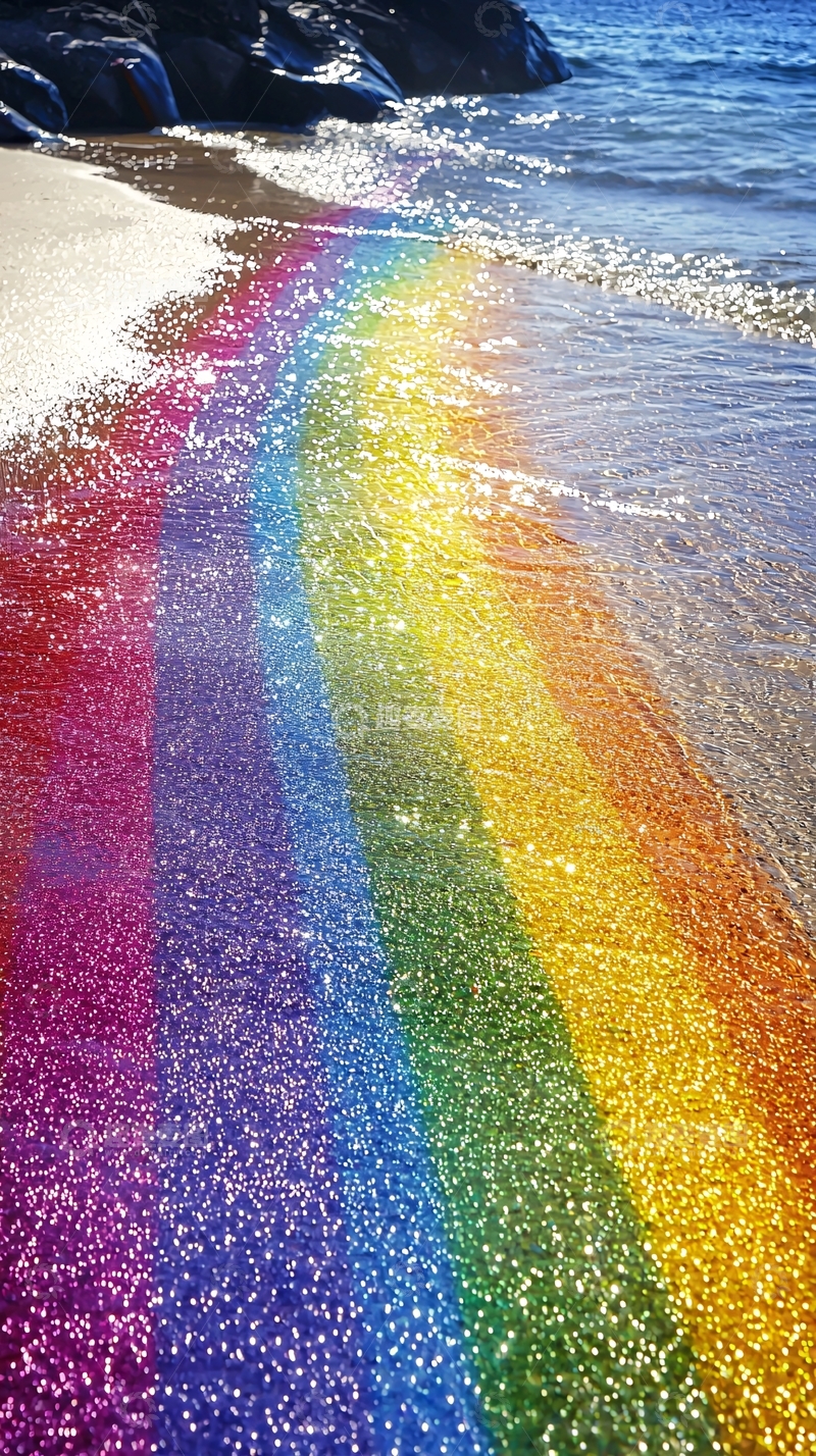 高清大图下载【趣麦麦图】海滩彩虹