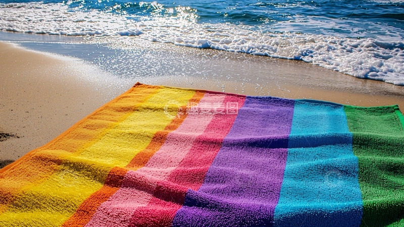 高清大图下载【趣麦麦图】彩虹沙滩巾