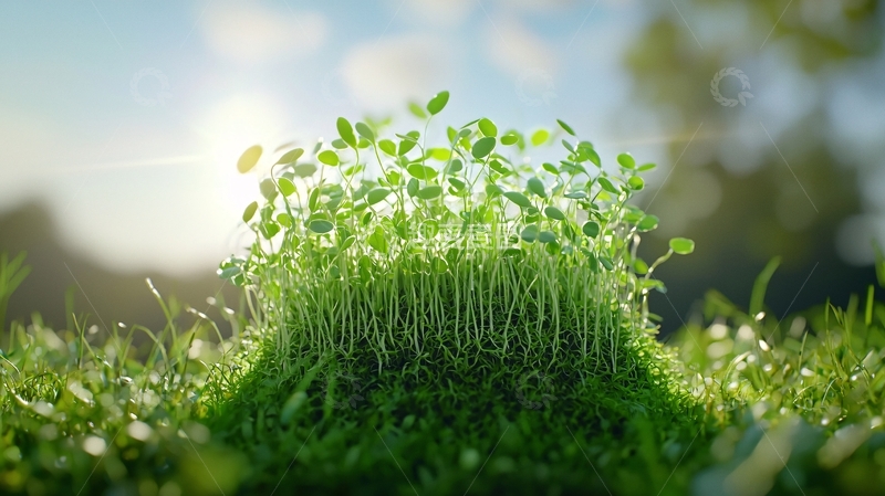 高清大图下载【趣麦麦图】阳光下绿意盎然的嫩芽