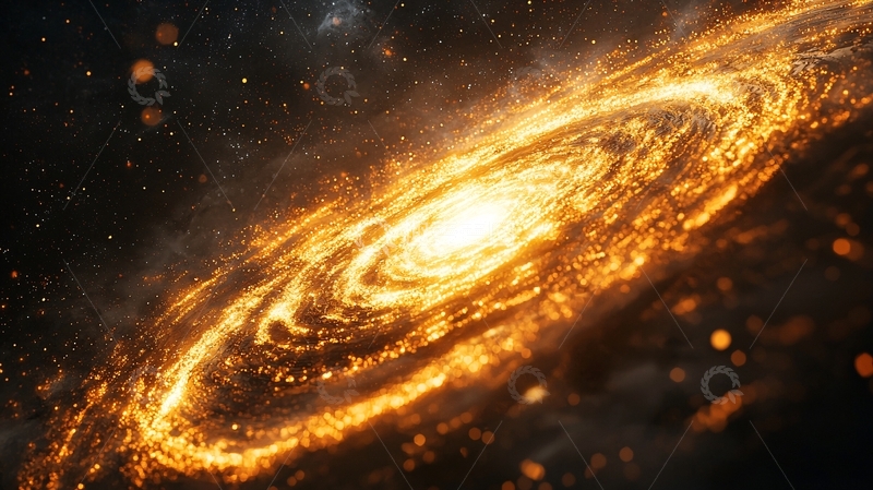 高清大图下载【趣麦麦图】旋转的金黄色宇宙星系