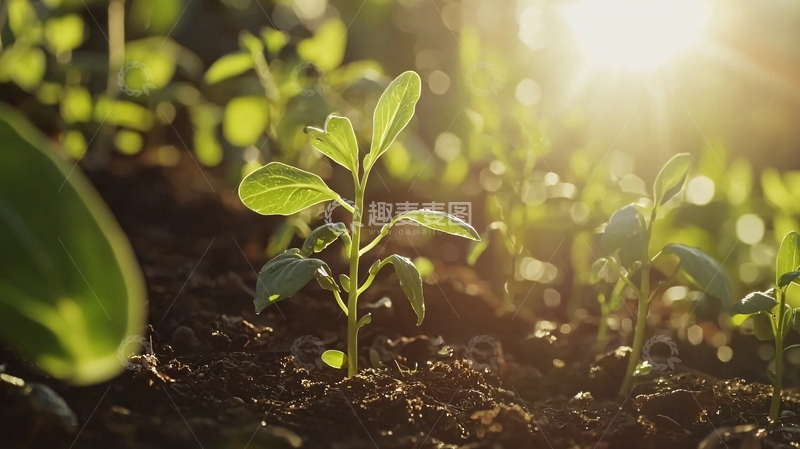 高清大图下载【趣麦麦图】阳光下茁壮生长的幼苗
