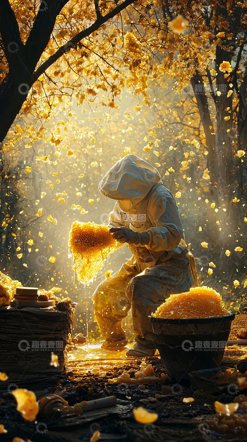 高清大图下载【趣麦麦图】秋日采蜜人