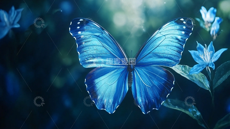 高清大图下载【趣麦麦图】蓝色蝴蝶