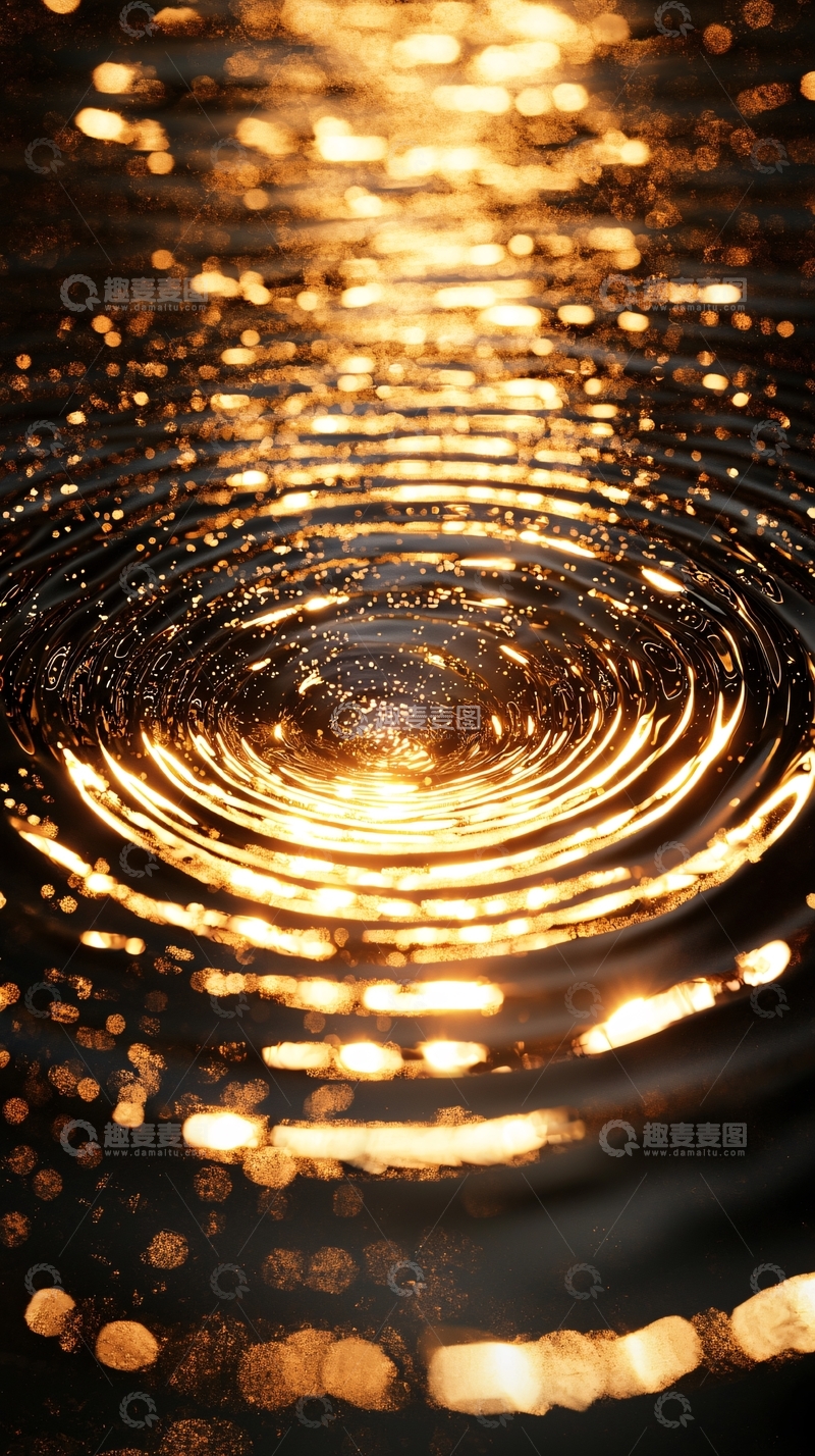 高清大图下载【趣麦麦图】水面涟漪金色光晕