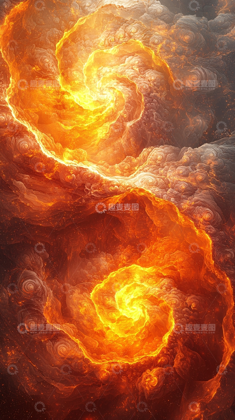 高清大图下载【趣麦麦图】火焰漩涡云层奇观