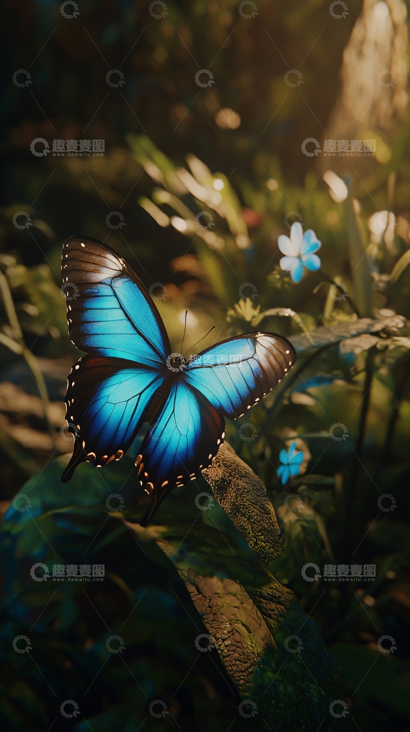 高清大图下载【趣麦麦图】蓝蝴蝶