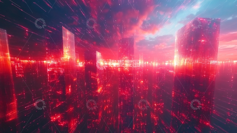 高清大图下载【趣麦麦图】红色未来城市