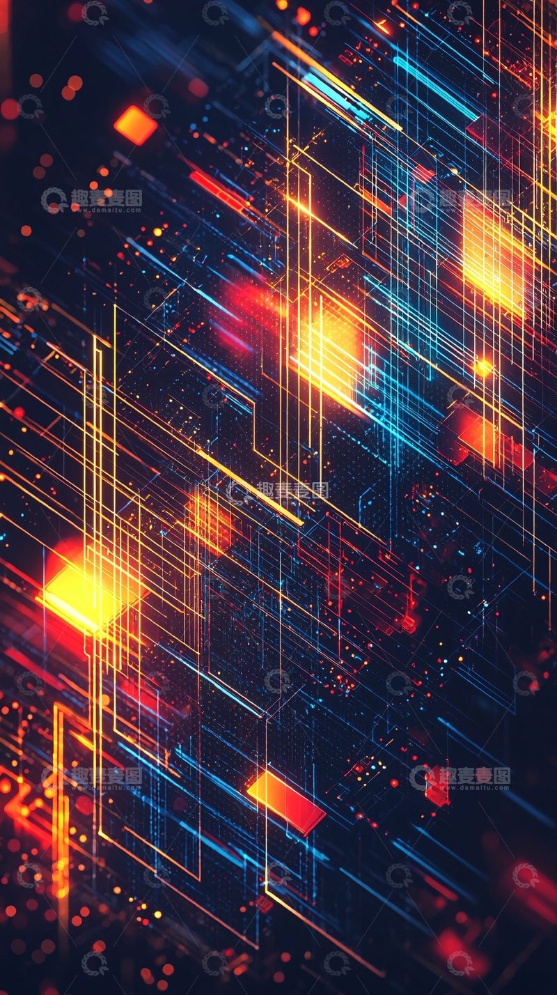 高清大图下载【趣麦麦图】抽象科技电路板光线