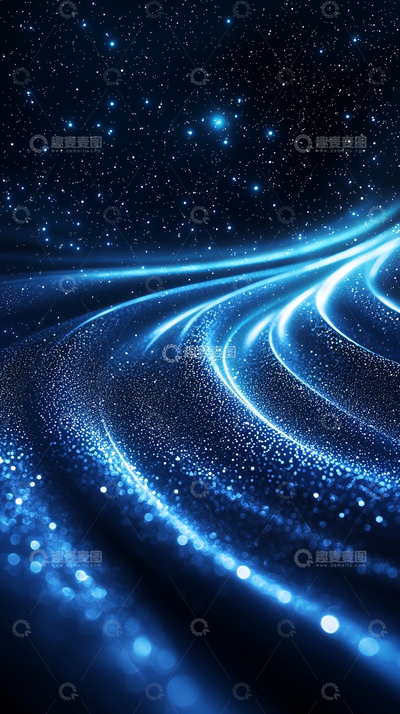 高清大图下载【趣麦麦图】蓝色光路穿越星空