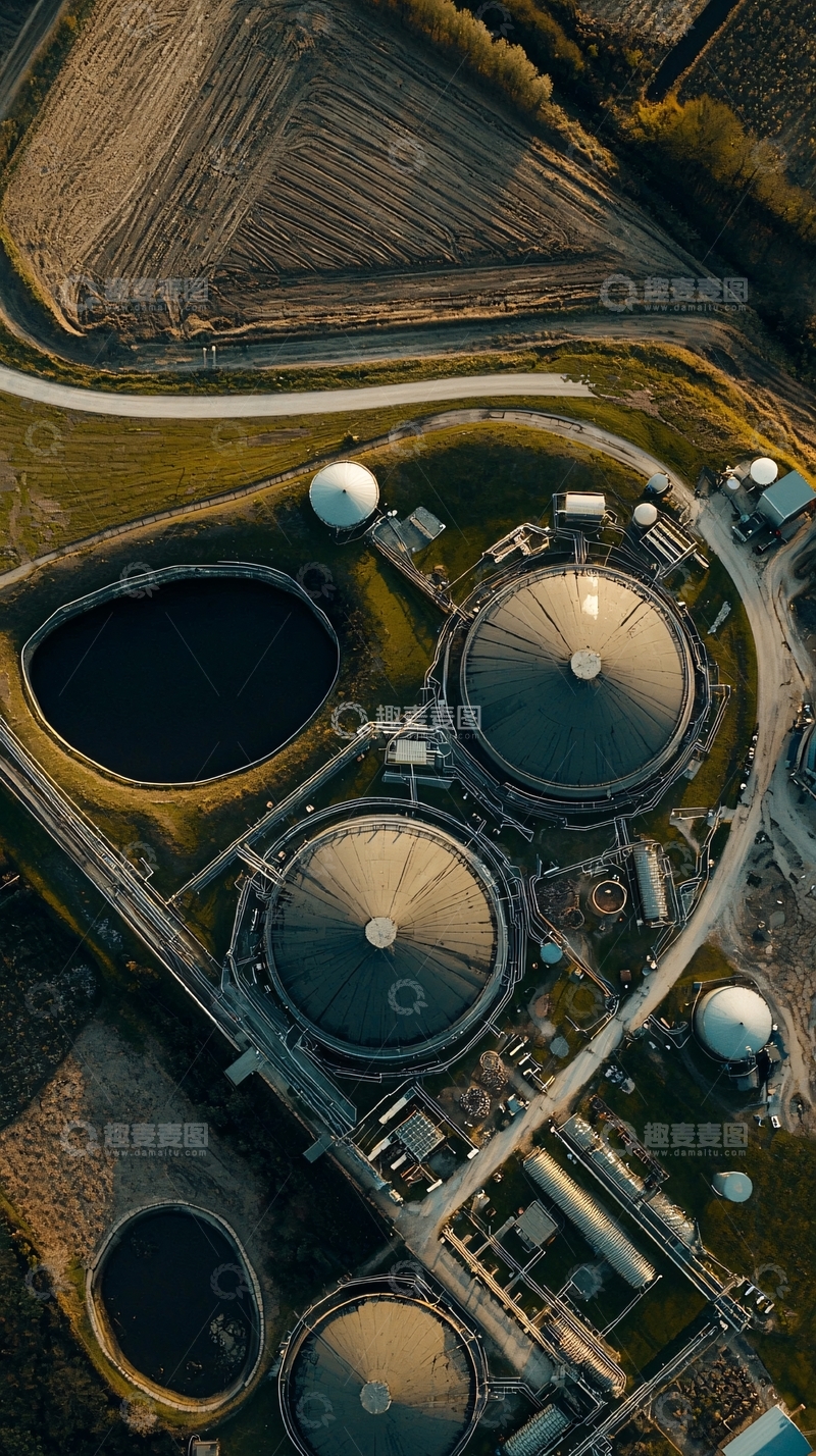 高清大图下载【趣麦麦图】高空俯瞰污水处理厂