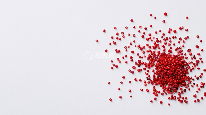 高清大图下载【趣麦麦图】红色小珠子散落在白底上