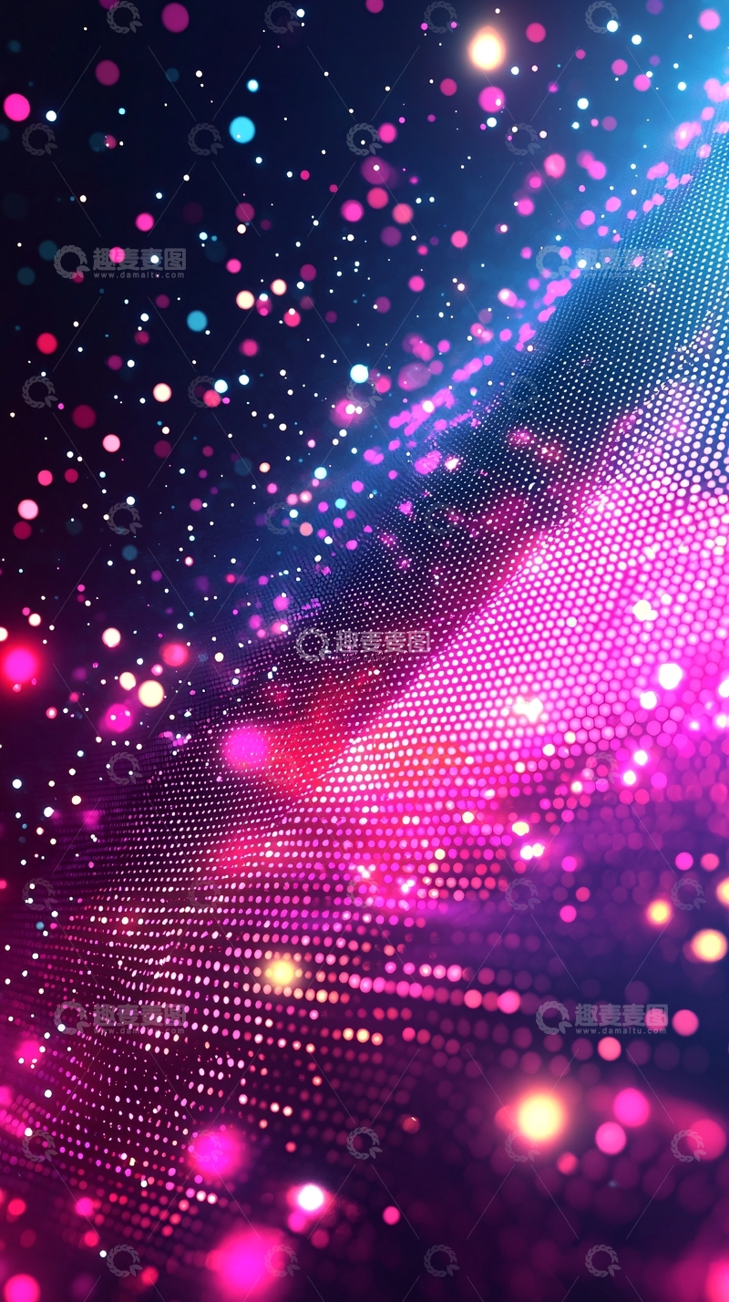 高清大图下载【趣麦麦图】-迷幻光点构成抽象背景