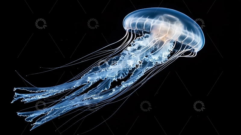 高清大图下载【趣麦麦图】深海蓝光水母高清图片
