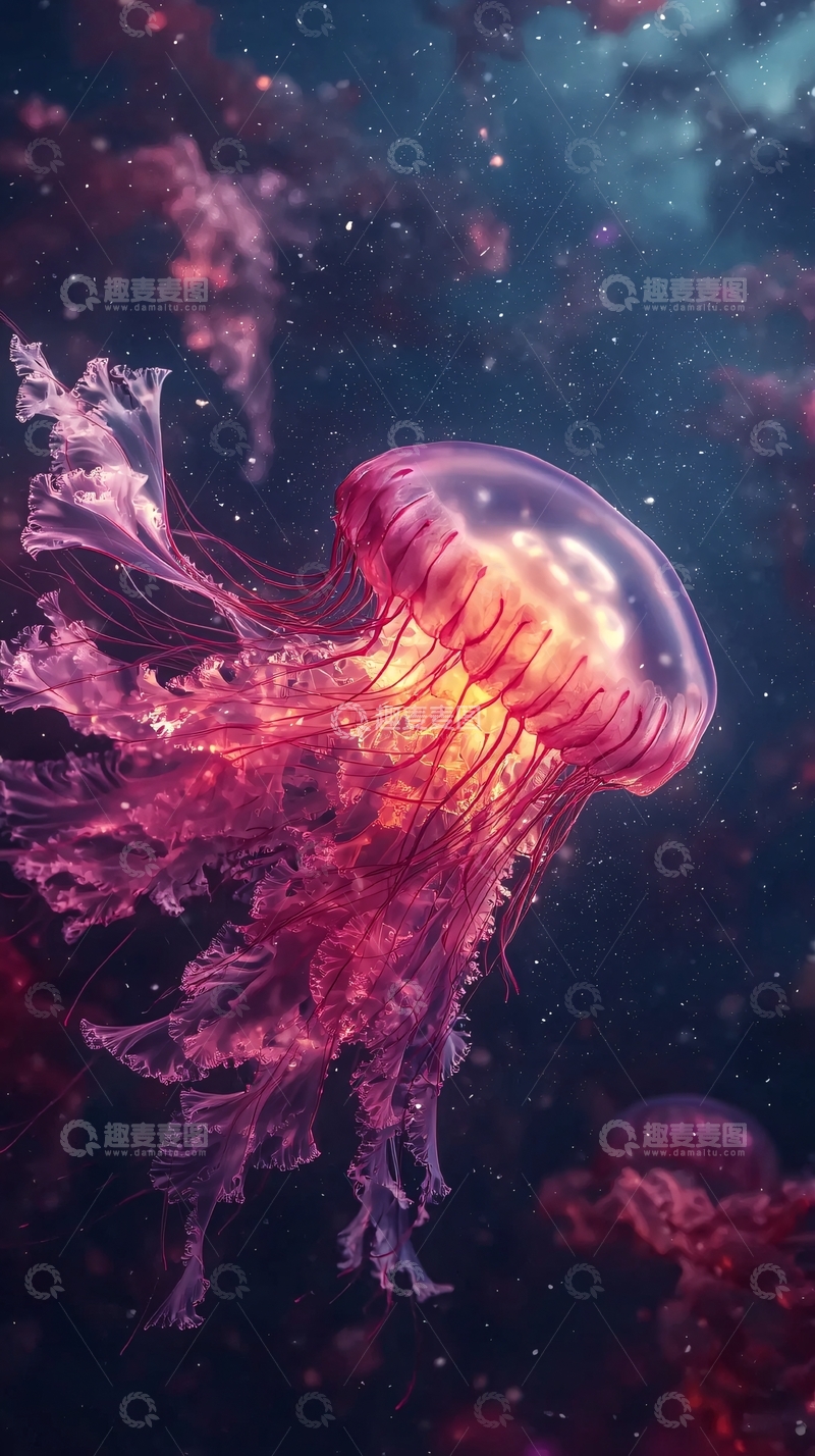 高清大图下载【趣麦麦图】深海粉色水母高清图片