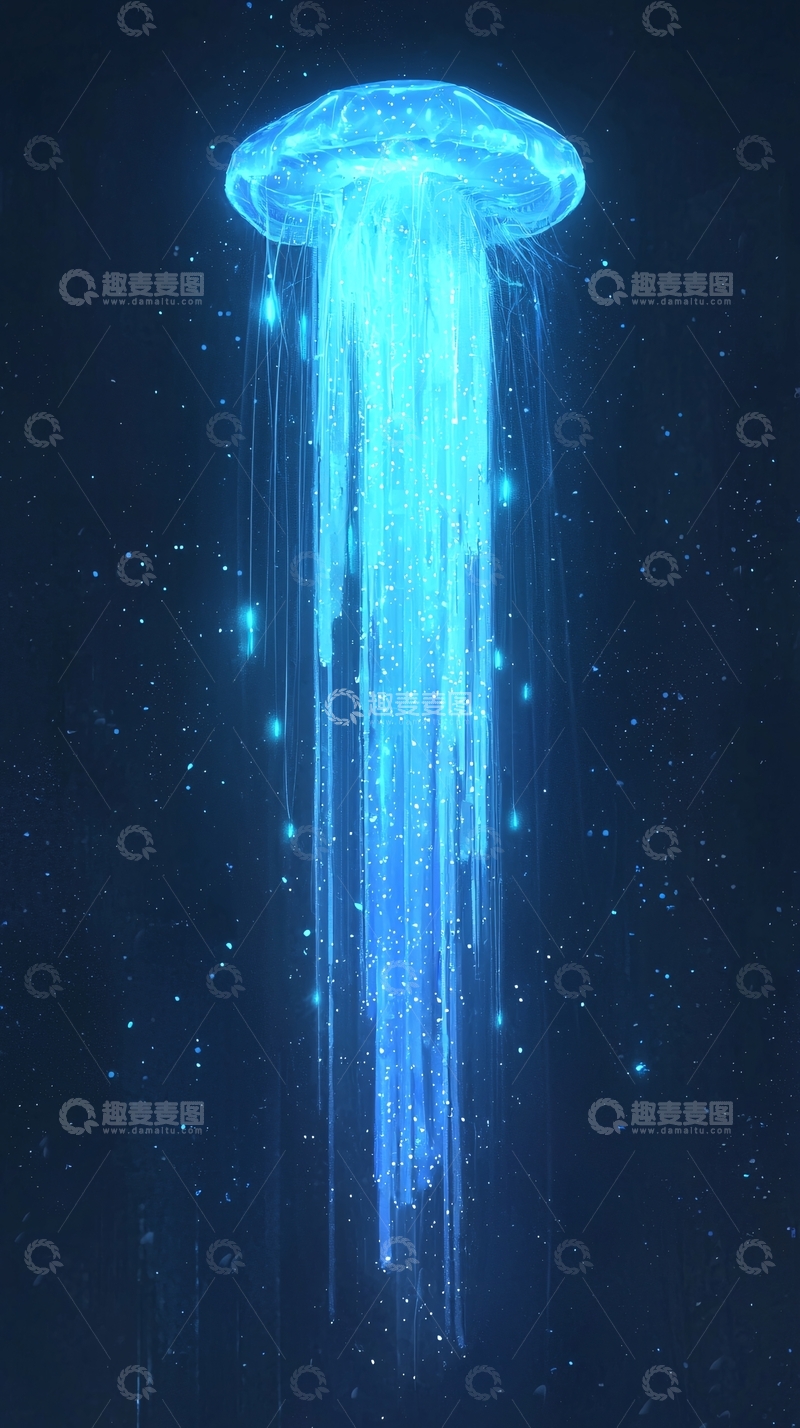高清大图下载【趣麦麦图】深海蓝光水母