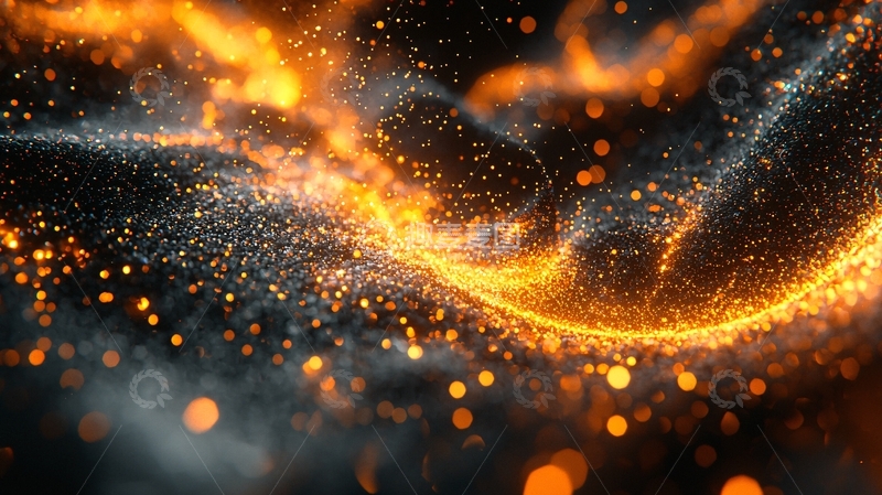 高清大图下载【趣麦麦图】金色粒子汇聚的火焰光芒