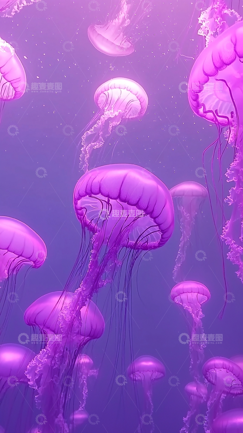 高清大图下载【趣麦麦图】紫色水母群