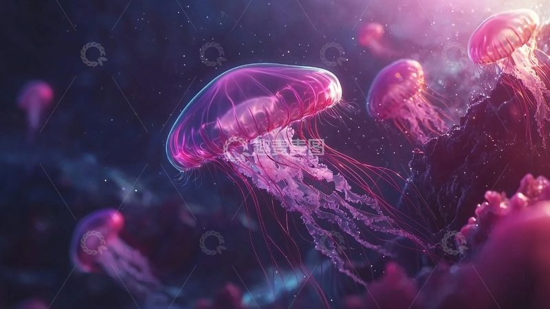高清大图下载【趣麦麦图】梦幻紫色水母