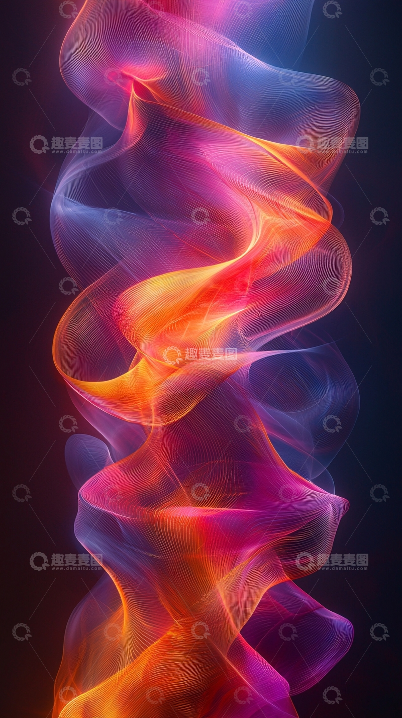 高清大图下载【趣麦麦图】彩色烟雾抽象螺旋流动