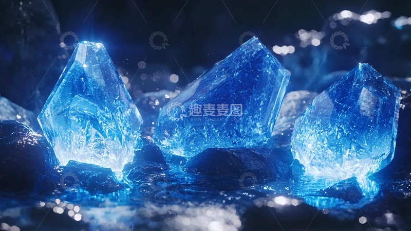 高清大图下载【趣麦麦图】闪耀蓝色水晶矿石