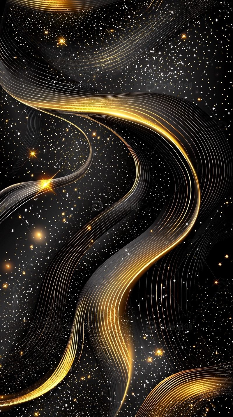 黑色金色流线型背景