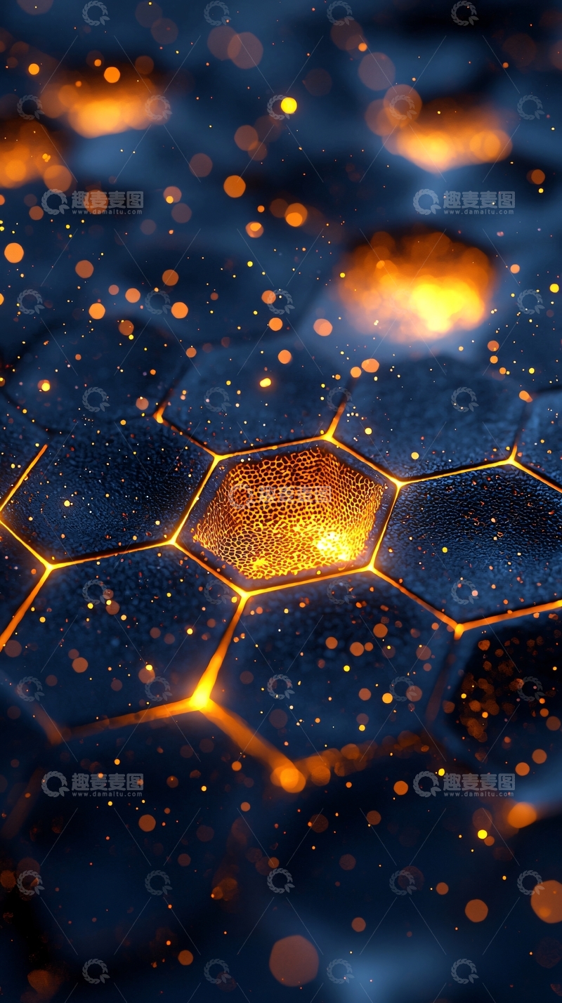 高清大图下载【趣麦麦图】科技感的六边形发光纹理