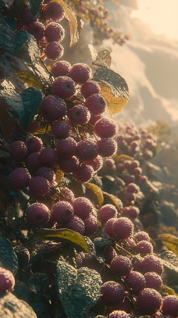 阳光下紫红色浆果