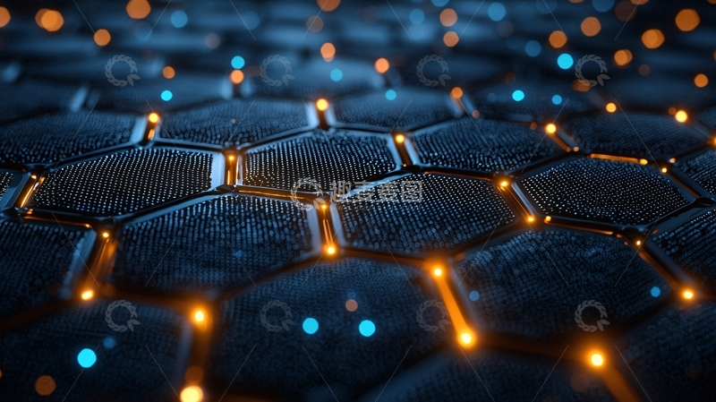 高清大图下载【趣麦麦图】深蓝色蜂窝状科技背景