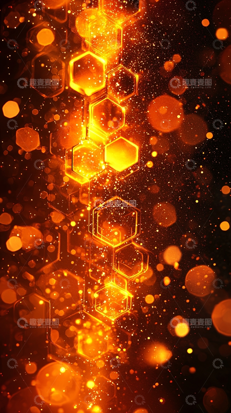 高清大图下载【趣麦麦图】橙色蜂巢背景