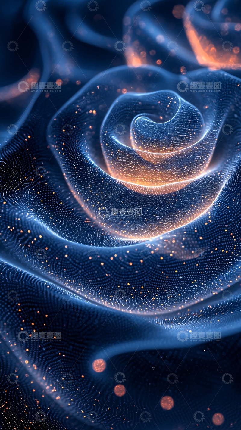 高清大图下载【趣麦麦图】蓝色光晕玫瑰花瓣