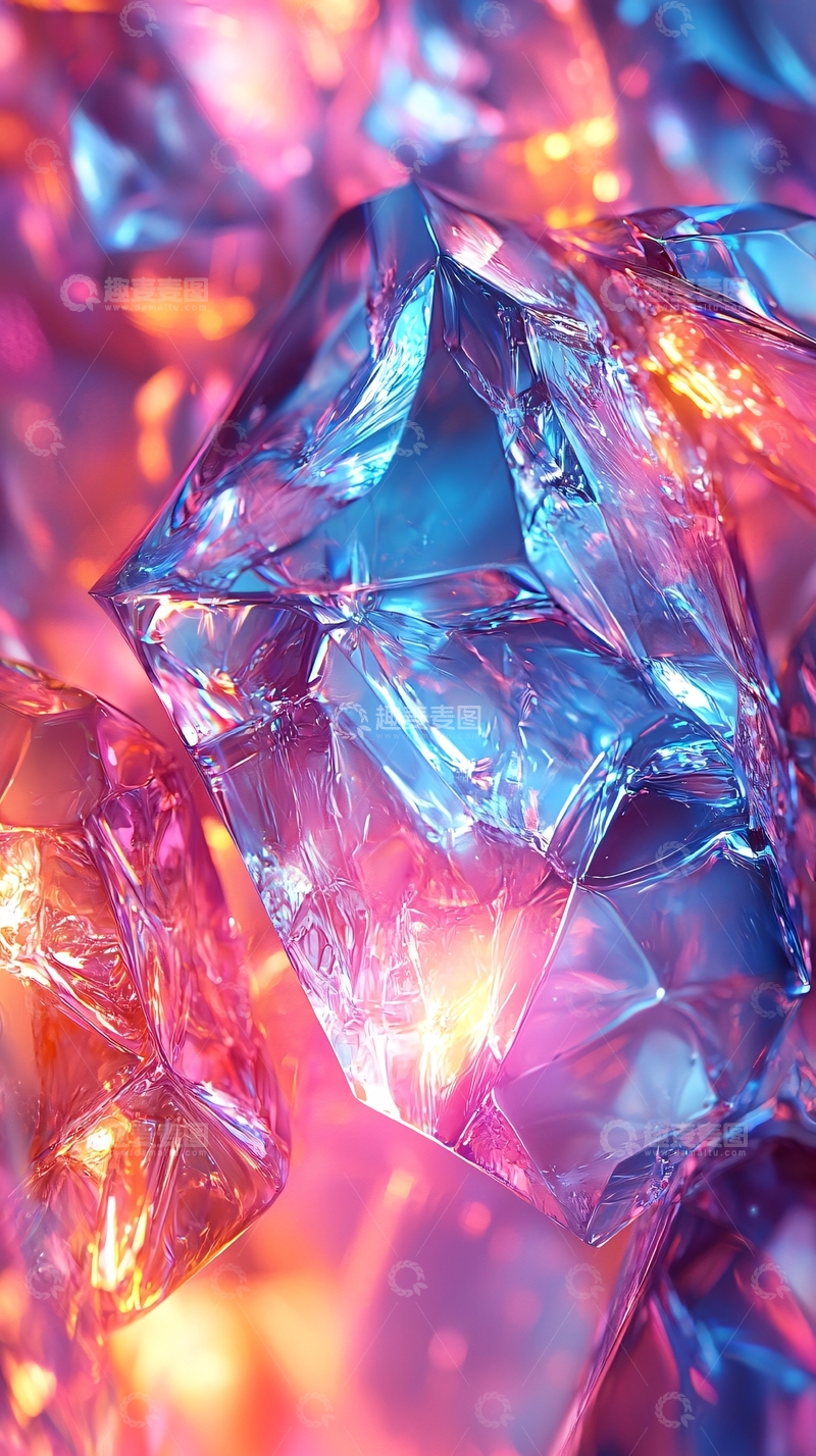 高清大图下载【趣麦麦图】晶莹剔透的彩色冰晶