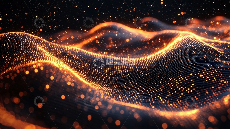 高清大图下载【趣麦麦图】金色波浪数据流