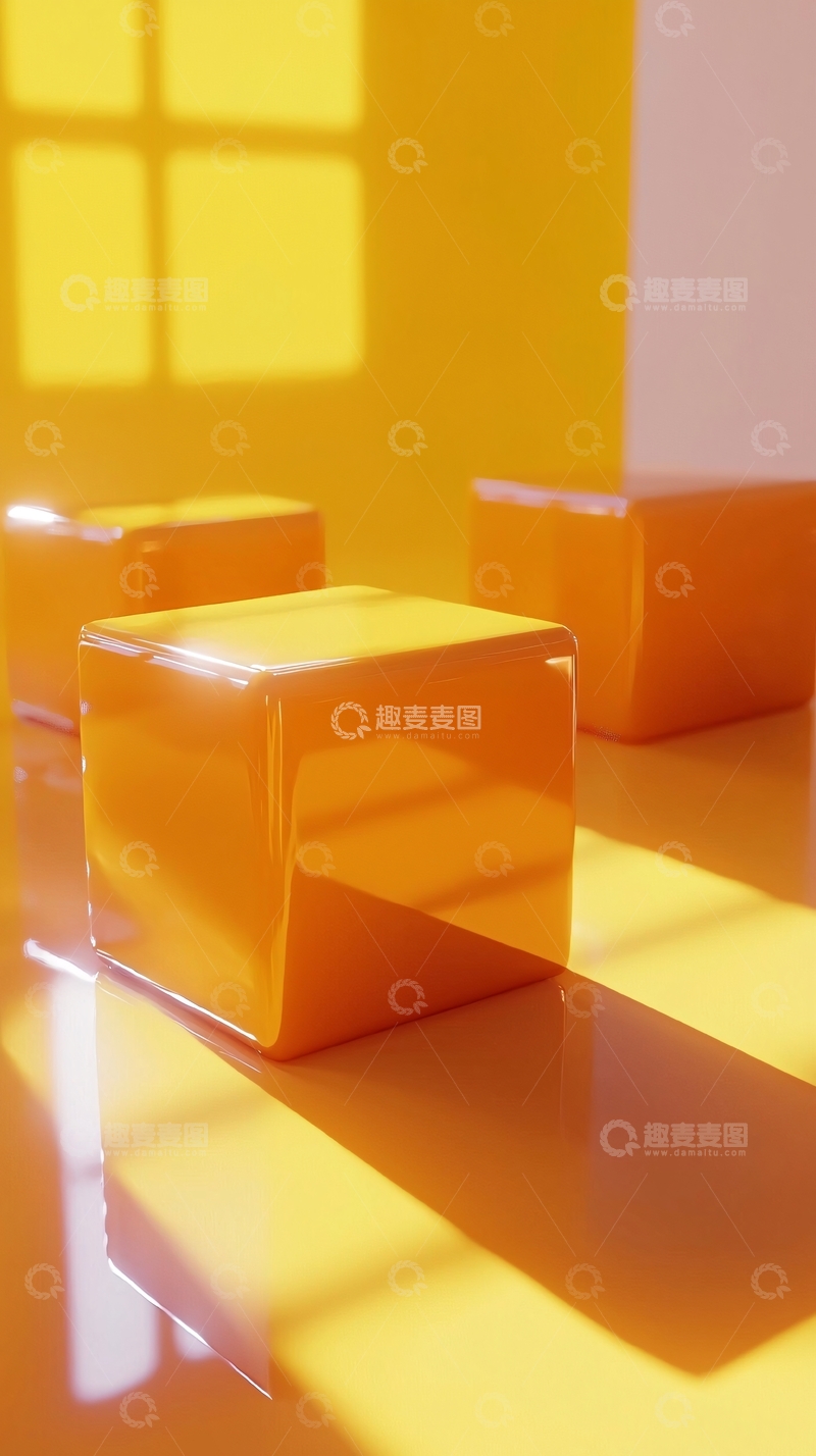 高清大图下载【趣麦麦图】光滑的橙色立方体