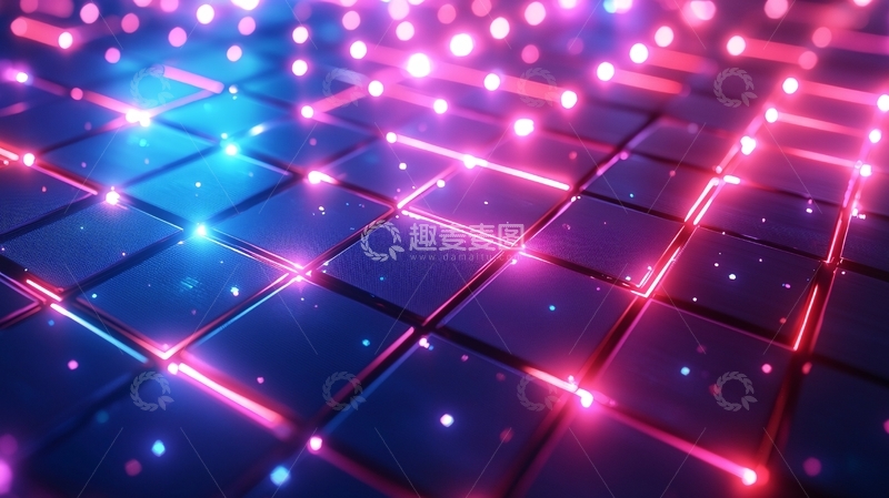 高清大图下载【趣麦麦图】炫彩方块灯光背景