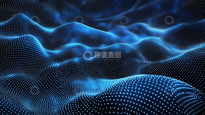 高清大图下载【趣麦麦图】蓝色点阵波浪起伏