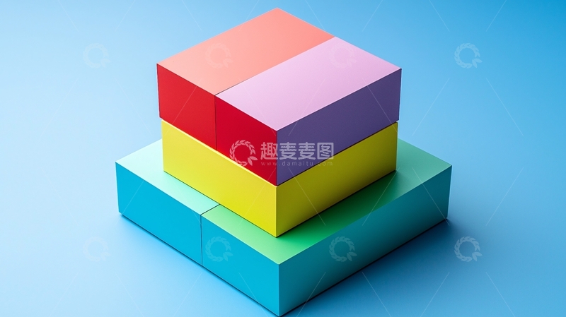 高清大图下载【趣麦麦图】彩色方块堆叠