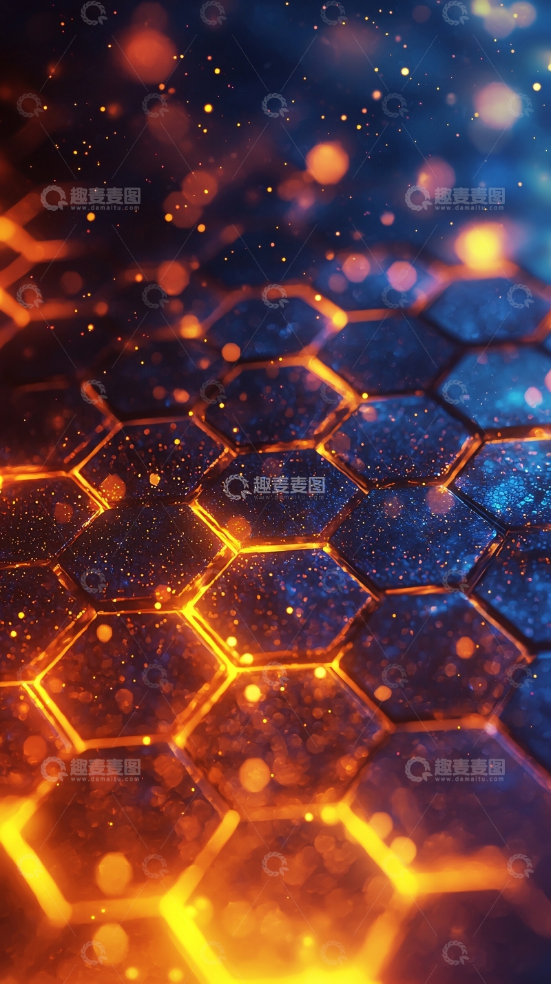 高清大图下载【趣麦麦图】蓝色和橙色蜂窝状结构