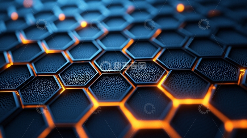 高清大图下载【趣麦麦图】-科技感蜂窝状发光背景