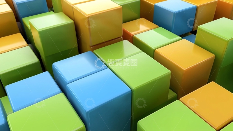 高清大图下载【趣麦麦图】彩色立方体堆叠