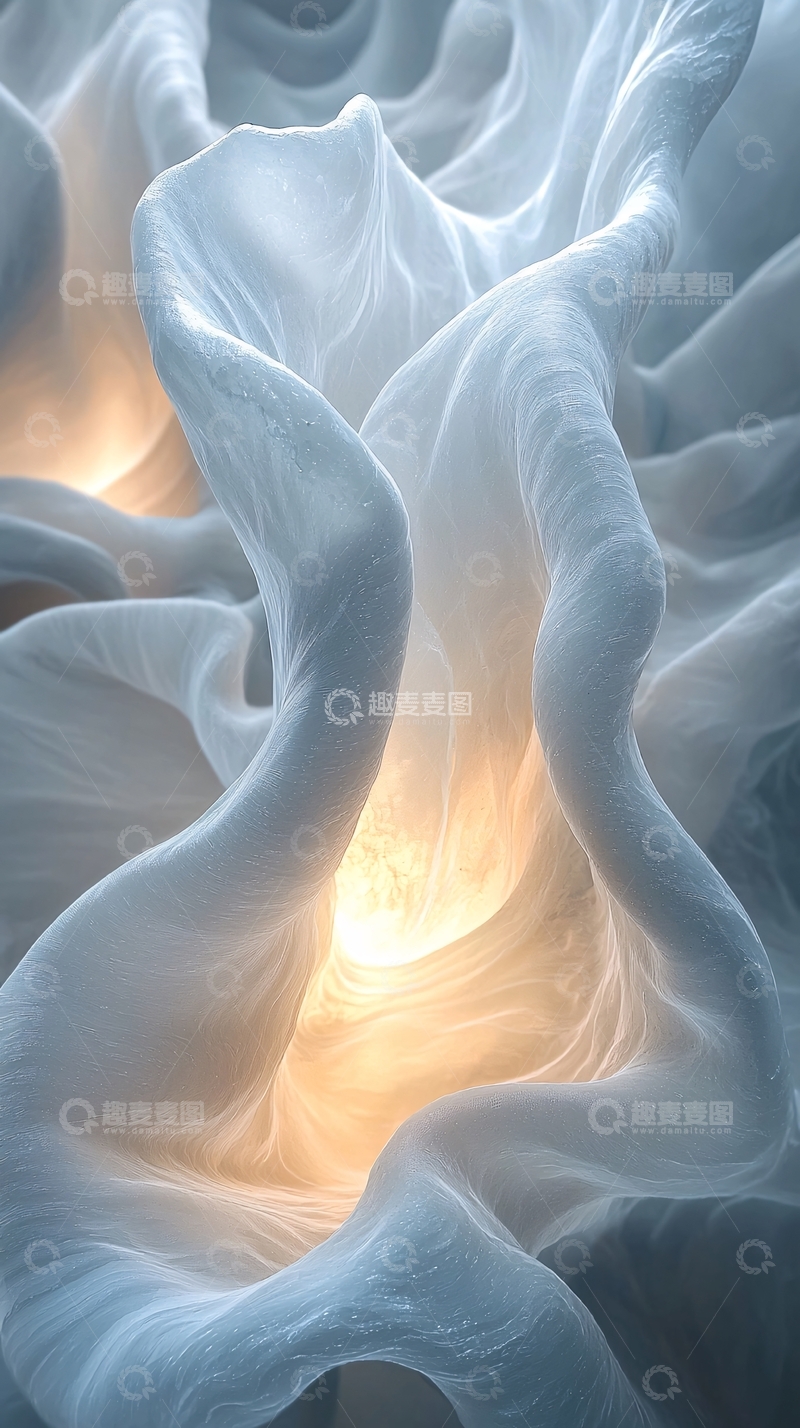 高清大图下载【趣麦麦图】轻柔飘逸的蓝色布料褶皱